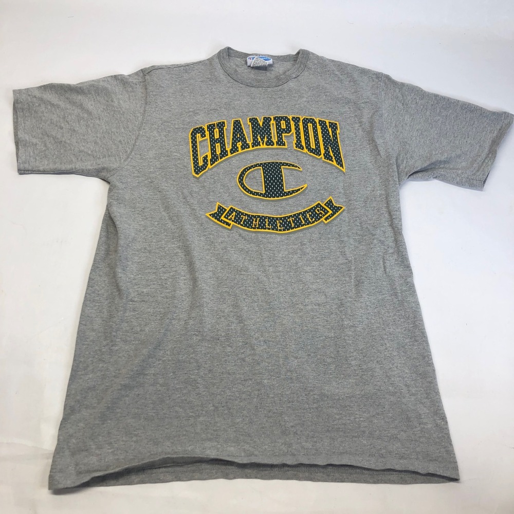 Champion Athletics Gray Short Sleeve Crew Neck T-Shirt Mens Large‎